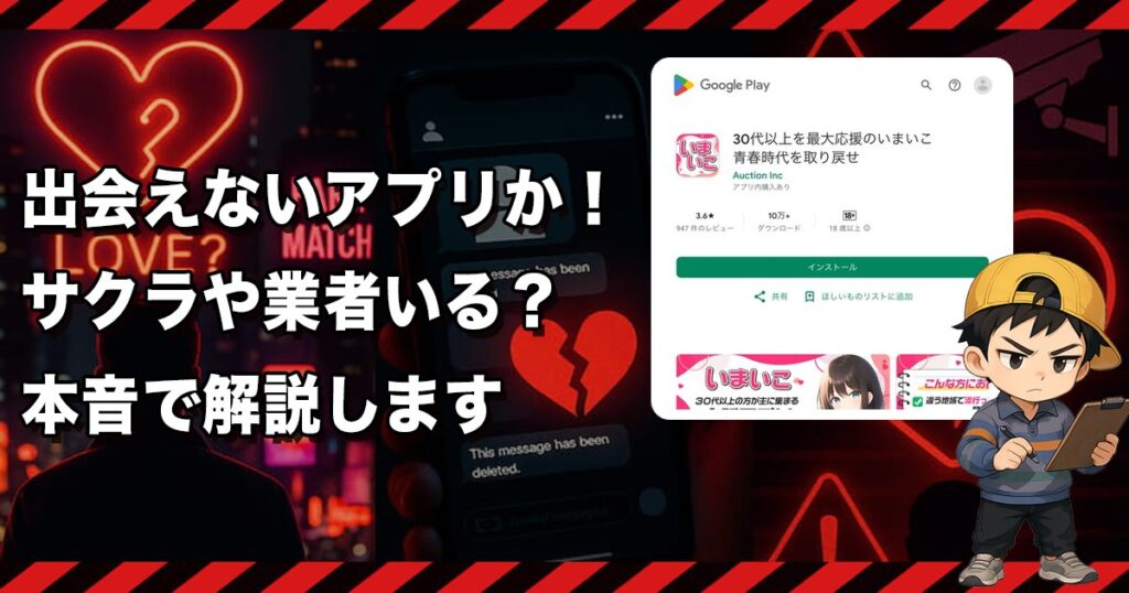 いまいこアプリは出会えない？サクラだらけの実態や口コミ評判から危険性を解説！